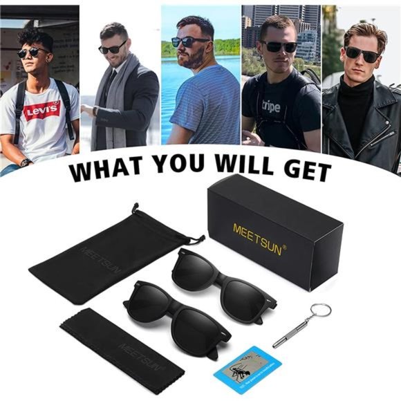 Polarized Sunglasses for Men Women Classic Retro Sun Glasses 100% UV Protection - Picture 5 of 7